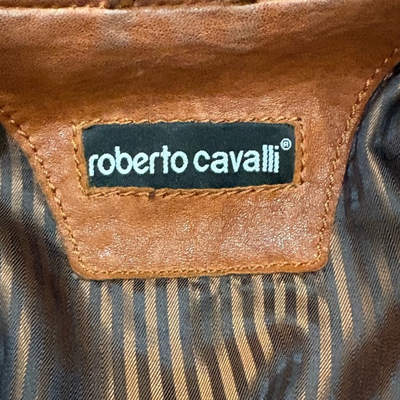 Roberto Cavalli leather jacket, hip length brown - Picture 11 of 15